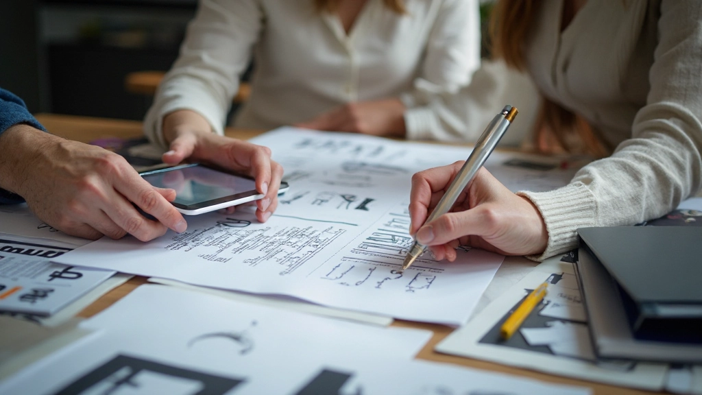 Designer profissional trabalhando em tipografia e hierarquia visual em laptop moderno